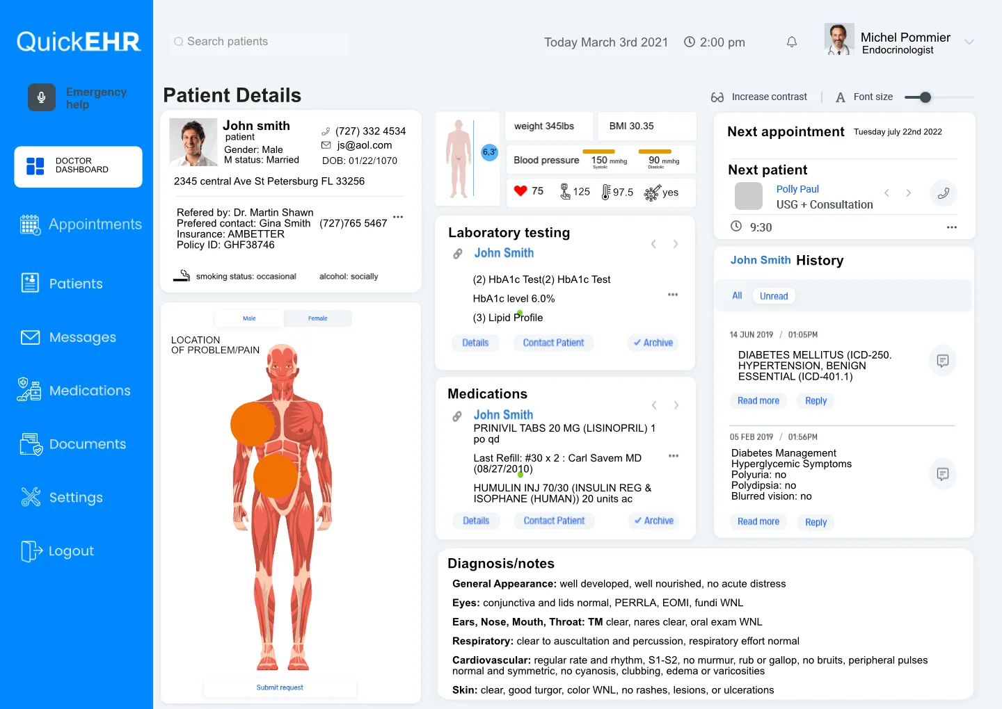 Quick-EHR for Doctors, Dentists, Clinics Doctor Patients Details