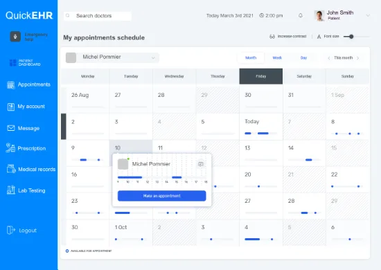 Quick-EHR for Doctors, Dentists, Clinics Patients appointmentschedule