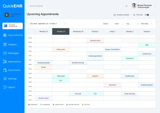 Quick-EHR for Doctors, Dentists, Clinics Doctor upcoming appointment